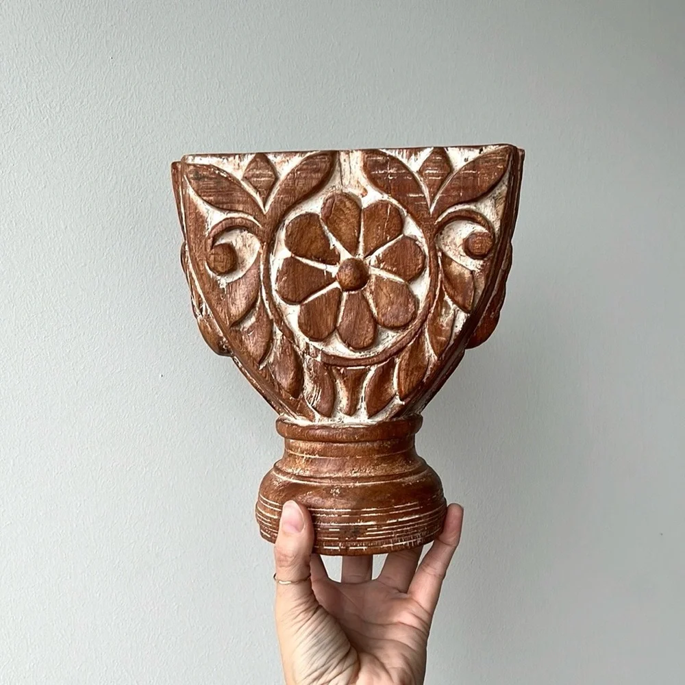 Vintage Carved Floral Candle Holder Candelabra